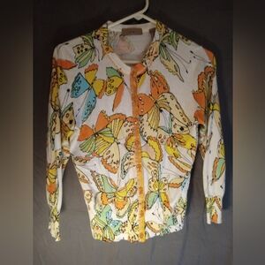 I.e. Colorful Butterfly Print Cardigan